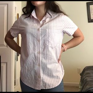 BGR pink/purple stripped button up shirt